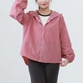 thumbnail image 5 of Women's Lightweight Hooded Jacket Long Sleeve Zip Up Breathable Solid Color Outerwear with Pockets Pink XL(XL), 5 of 7
