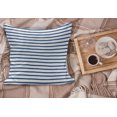 thumbnail image 2 of Harbour Stripe Fluffy Throw Pillow Cushion Cover, Horizontal Nautical Stripes Pattern Hand Drawn Marine Sea Illustration, Decorative Square Pillow Case, 40" x 40", Night Blue White, by Ambesonne, 2 of 5