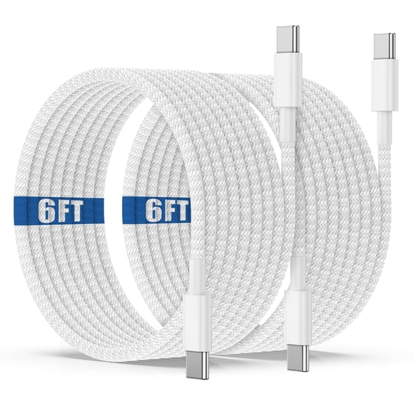 Cable USB-C Qalirvis de 1,8 m, 60 W, carga rápida, paquete de 2