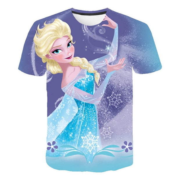 Camiseta para niños de Anna Elsa, camisetas para niños y niñas, camisetas para niños y bebés, camisetas de dibujos animados para niños pequeños, ropa corta de 4 a 14 años, 13 años Gao Jinjia LED