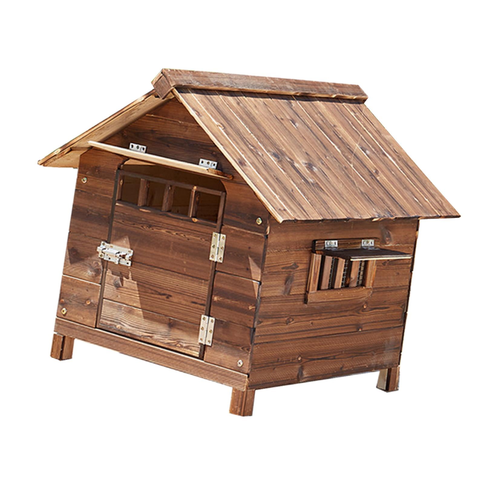 Yinanstore Dog Kennel House Pet House Minimalism Rainproof Breathable Washable Universal Easy Assembly Wood Dog Nest Pet Room for Winter L