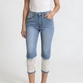thumbnail image 4 of QURATI Women's Light Wash Denim with Lace Cuffs | Slim Fit Cropped Jeans Womens Bottoms Blue XXXXL, 4 of 9