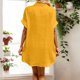 thumbnail image 3 of Vestido con cuello en V y botones para mujer - con bolsillos, informal/trabajo/fiesta, poliéster, verano/otoño, S-XXXL, 3 of 8