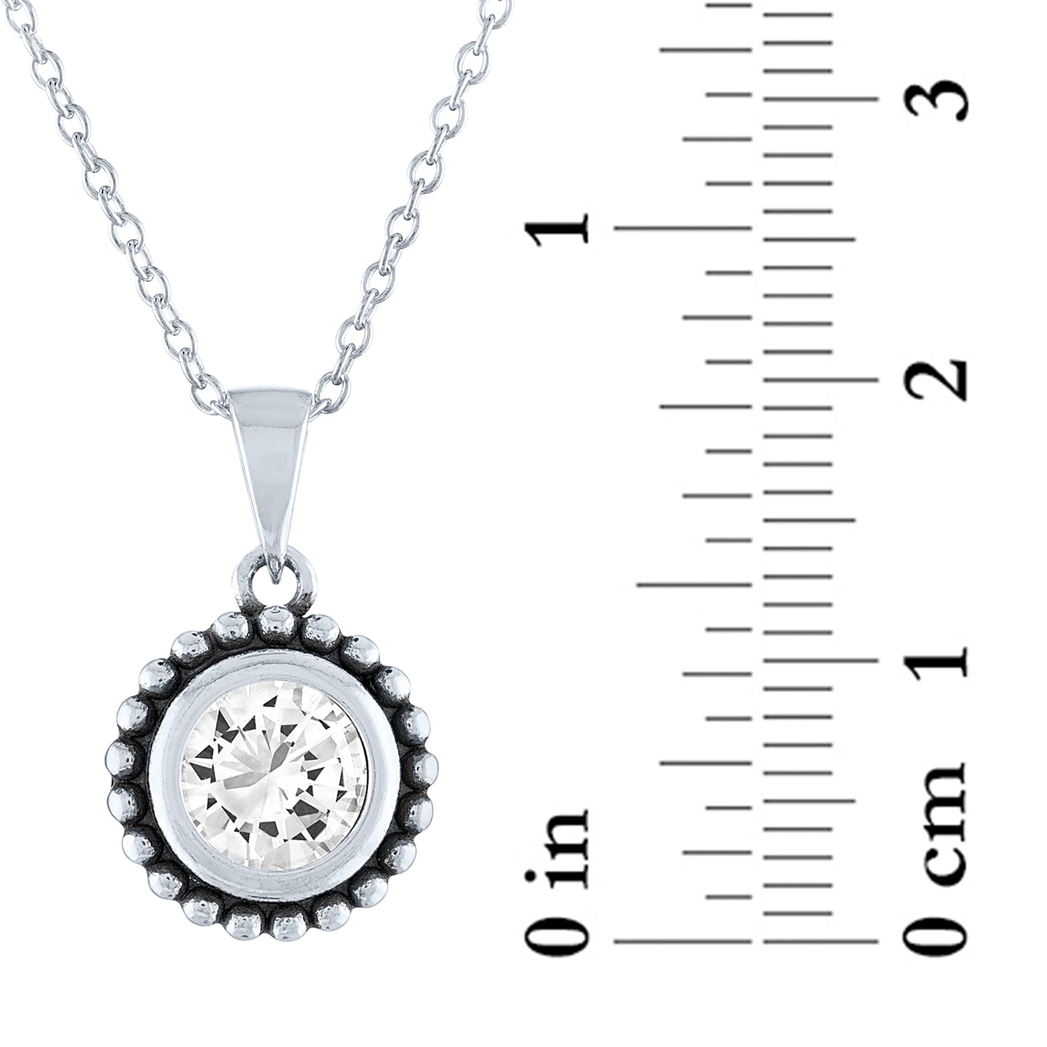 Ladies Brilliance Fine Jewelry Sterling Silver & CZ Pendant, 18"