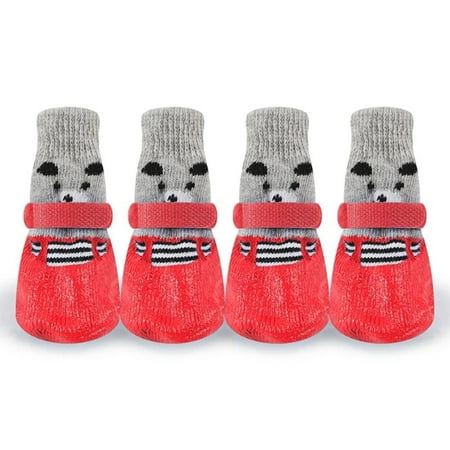 2 Pair Pet Dog Shoes Socks Waterproof Cats Dogs Rubber Socks Non-slip Dog Rain Snow Boots Socks Dogs Knitting Warm Socks