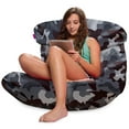thumbnail image 4 of Posh Creations Structured Comfy Bean Bag Chair, Laguna Lounger, Nylon - Camo Dark and Black Gray, 4 of 6