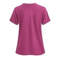 thumbnail image 3 of Xfvqtps Scrub Tops for Women Solid Color Soft V-Neck Scrubs Comfortable Lightweight Nursing Uniforms Short Sleeve Working Uniforms Shirt with Pockets Purple, 3 of 3
