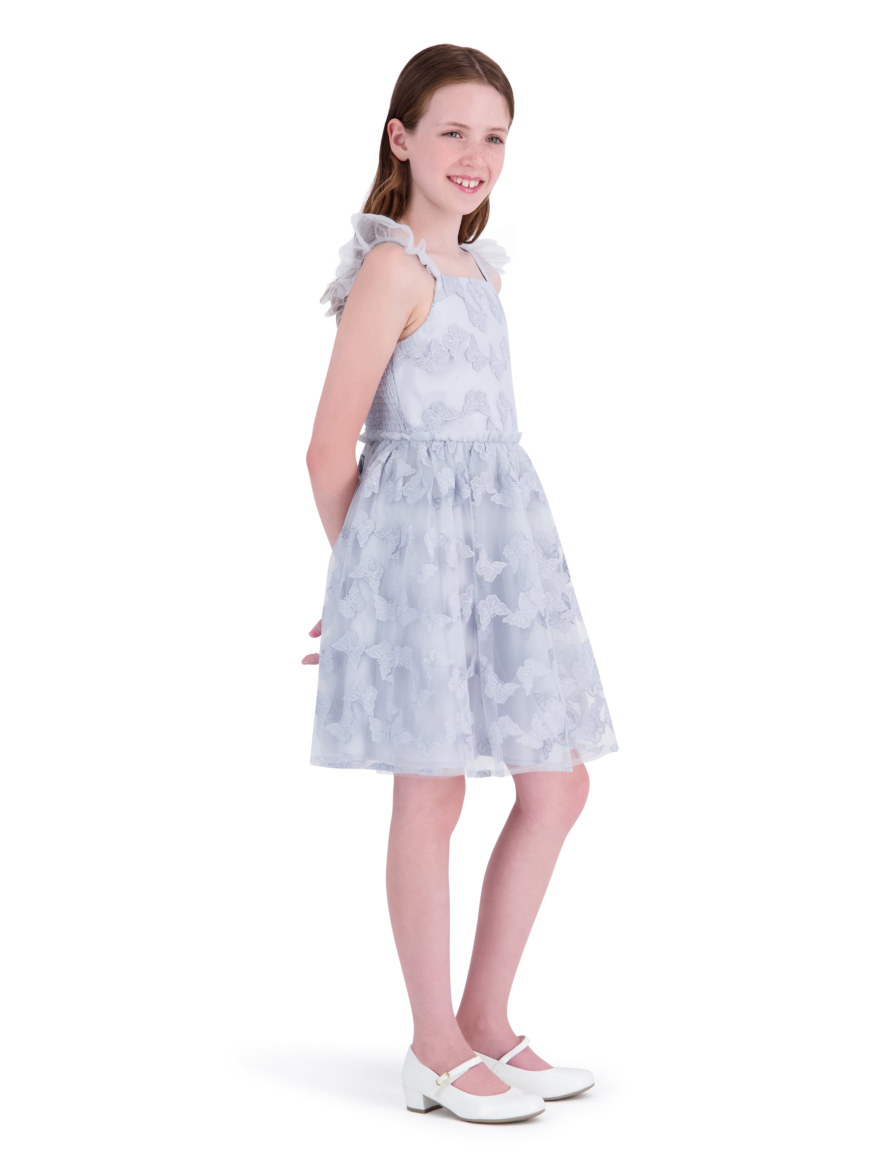 Kensie Girl Sleeveless Emb Butterfly Dress with Tiered Skirt, Sizes 4-16