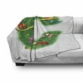 thumbnail image 3 of Christmas Alphabet Soft Flannel Fleece Throw Blanket, C Letter with Holiday Ornaments Baubles Fir Tree, Cozy Plush for Indoor and Outdoor Use, 60" x 80", White Green and Dark Yellow, by Ambesonne, 3 of 6