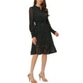thumbnail image 2 of MODA NOVA Juniors Metallic Star Dress for V Neck Button Up Smocked Chiffon Dresses, 2 of 5