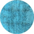 thumbnail image 1 of Ahgly Company Indoor Round Oriental Light Blue Industrial Area Rugs, 3' Round, 1 of 4