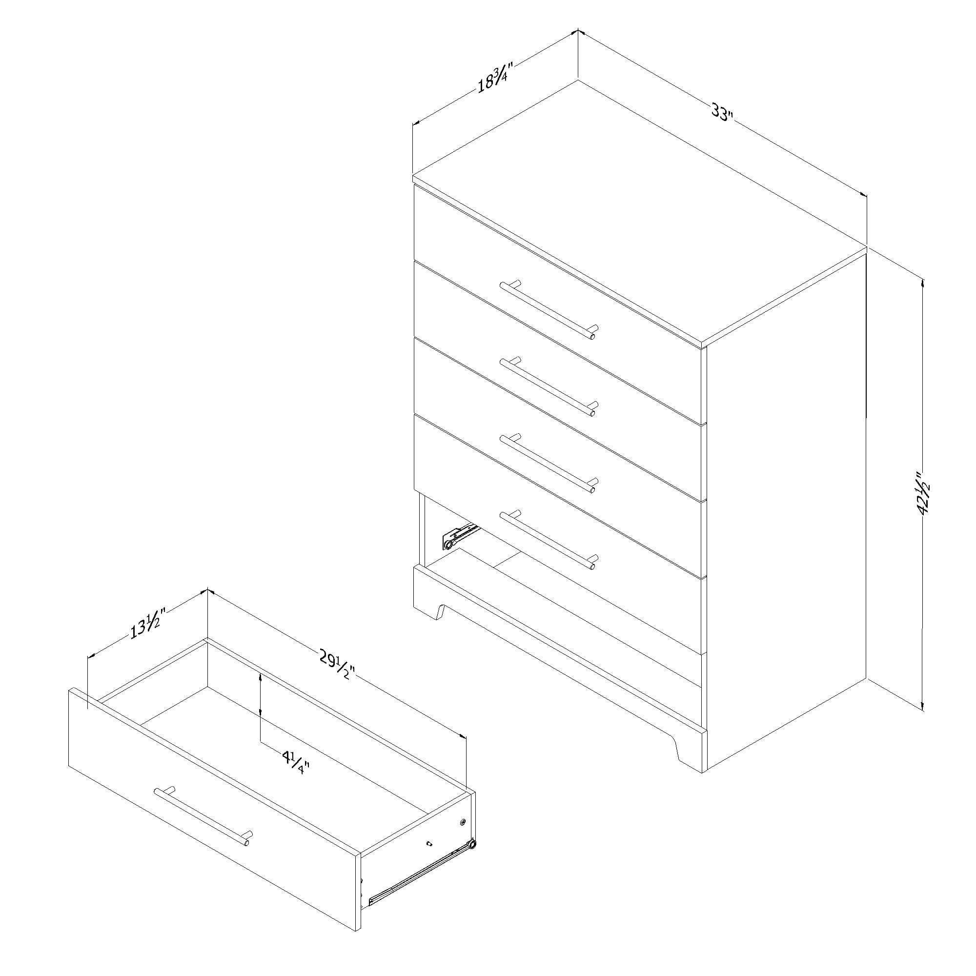 South Shore Primo 5-Drawer Chest for Adult, in Black Oak