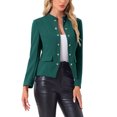 thumbnail image 4 of INSPIRE CHIC Open Front Blazers for Women's Casual Long Sleeves Buttons Office Suit Jacket M Dark Green, 4 of 6