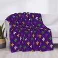 thumbnail image 3 of Yiaed Purple Mardi Gras Print Blanket Throw Blanket Soft Cozy Flannel Blanket for Home Bed Sofa Couch Chair-80"x60", 3 of 6