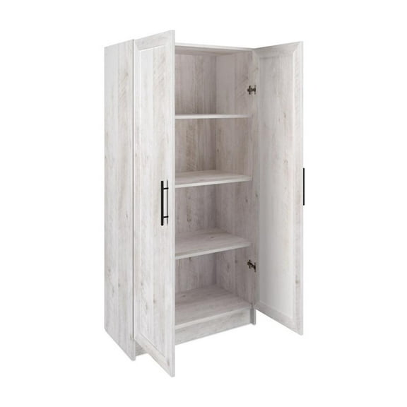 Pemberly Row 32" Storage Cabinet with Shaker Doors Washed in White