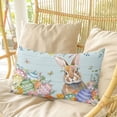 thumbnail image 4 of Easter Bunny Pillow Covers, Linen Long Throw Pillow Case, Colorful Easter Eggs Eucalyptus Teal Wooden Holiday Pillow Protector Decorative Cushion Cover for Living Room/Bedroom 20" x 36", 4 of 8
