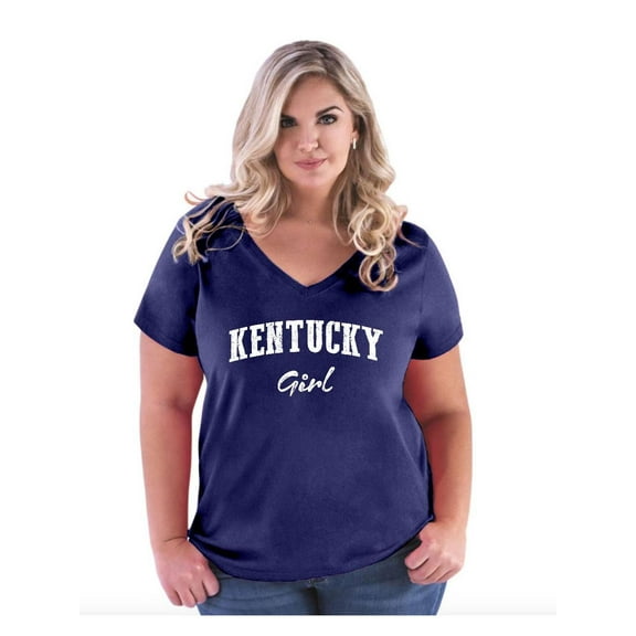 Women's Plus Size V-neck T-Shirt - Kentucky Girl