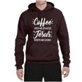 thumbnail image 2 of Wild Bobby Coffee Gets Me Started Jesus Keeps Me Going Inspirational/Christian Unisex Graphic Hoodie Sweatshirt, Brown, 3X-Large, 2 of 5