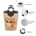 thumbnail image 4 of DouZhe 50L Rectangular Laundry Basket, Cartoon Graffiti Owl Prints Waterproof Foldable Laundry Hamper with Aluminum Handles, 4 of 6