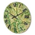 thumbnail image 3 of Designart 'Tropical Green Leaves of Monstera' Tropical Wood Wall Clock, 3 of 5