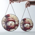 thumbnail image 4 of Burgundy And Gold Winter Snowman Scene Stained Glass Suncatcher Winter Wonderland Ornament, 4 of 8
