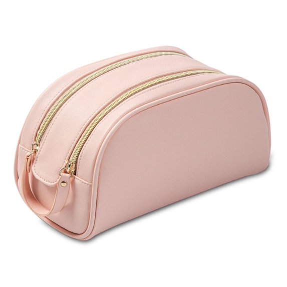 Creative For Women Fashion Solid Color Lager Capacity Pu Leather Candy Color Women Cosmetic Bag Travel Toiletry Bag Makeup Case Storage Bag PINK