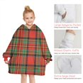 thumbnail image 6 of Red Green Checkerboard Checkered Pattern Blanket Hoodies for Kids 6-13YR Oversize Wearable Blanket Hoodies for Boys Girls Teens, 6 of 7