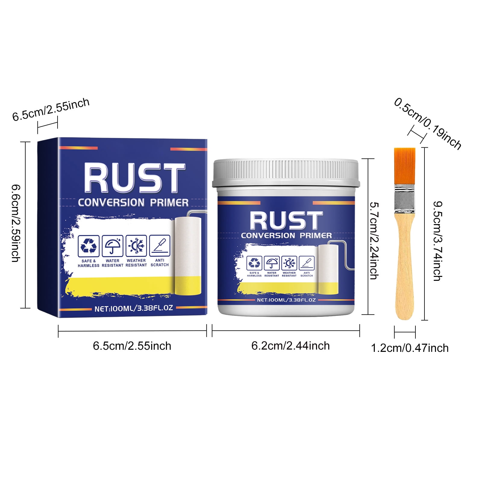 Alvantor Rust Converter & Metal Primer for Iron Stair Railings & Brackets, Water-Based, Yellow