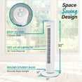 thumbnail image 6 of Brentwood 32-In. 3-Speed Portable Oscillating Tower Fan with Timer, F-32T (White), F-32TW, 6 of 6