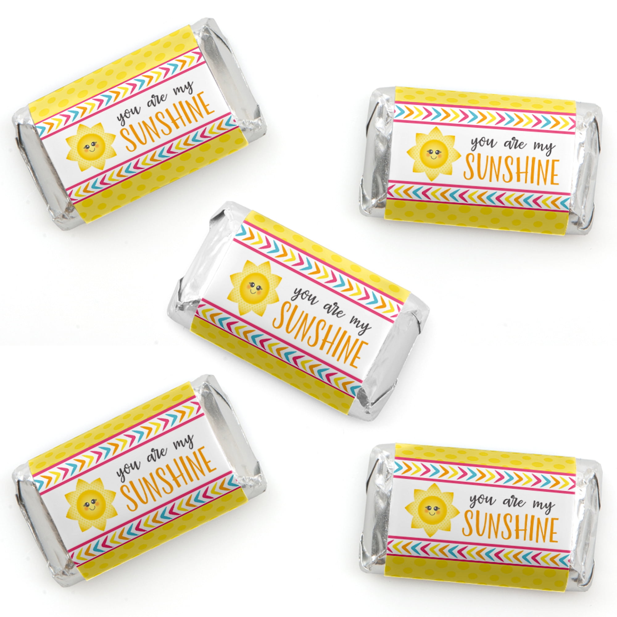 You Are My Sunshine - Mini Candy Bar Wrapper Stickers - Baby Shower or Birthday Party Small Favors - 40 Count