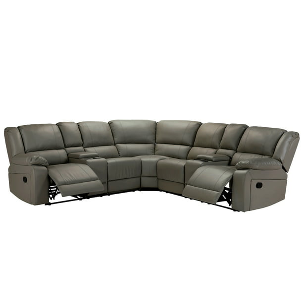 Recliner Sofa Set Pu Leather And, Curved Leather Power Recliner Sofa