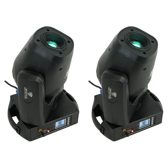 2 Rockville ROCK SPOT 260W DJ Moving Head Spot Lights w Wireless DMX Prism Gobos