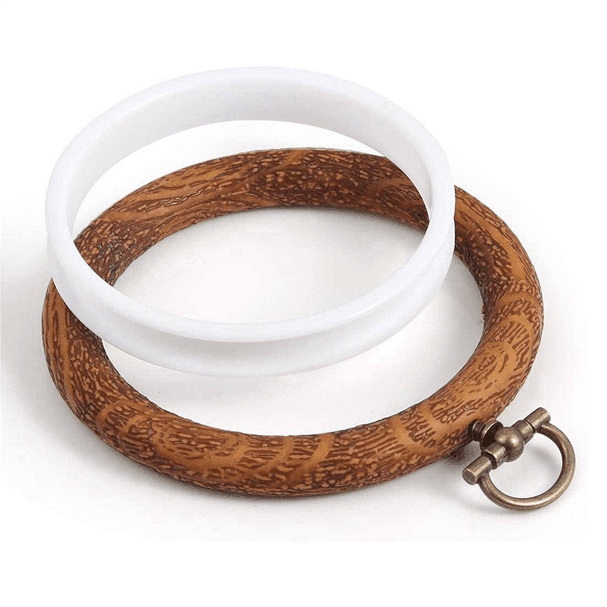 25Pcs Embroidery Hoops Imitated Wood Embroidery Circle Round Display Frame Circle for Art Craft Sewing and Hanging
