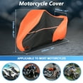 thumbnail image 2 of Cubierta de motocicleta impermeable 300D Oxford, con agujero para candado, protección para todas las condiciones climáticas, naranja, hasta 245cm/96", 2 of 7