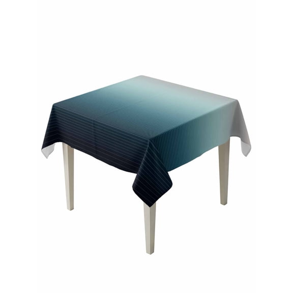 Grey Turquoise Ombre Table Cloth, Teal Modern Geometric Striped Abstract Art Waterproof Tablecloth for Square Tables, Reusable Washable Fabric Table Cover for Restaurant Kitchen Dining Tables 54"x54"
