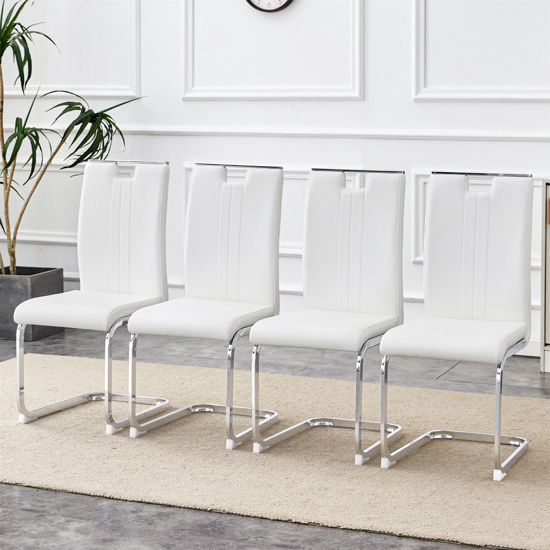 Alvantor Dining Chairs Set of 4, Simple Bow-Shaped Chairs, Accent Chairs for Dining Room & Kitchen White