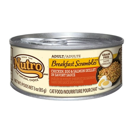 Nutro Breakfast Scrambles Adult Cat Chicken, Egg And Salmon Skillet In Savory Sauce 3 Oz. (24 Pack)