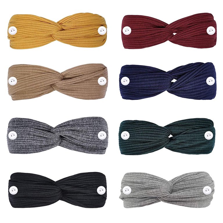6 Pcs Headbands with Buttons for Mask for Nurses Non Slip 