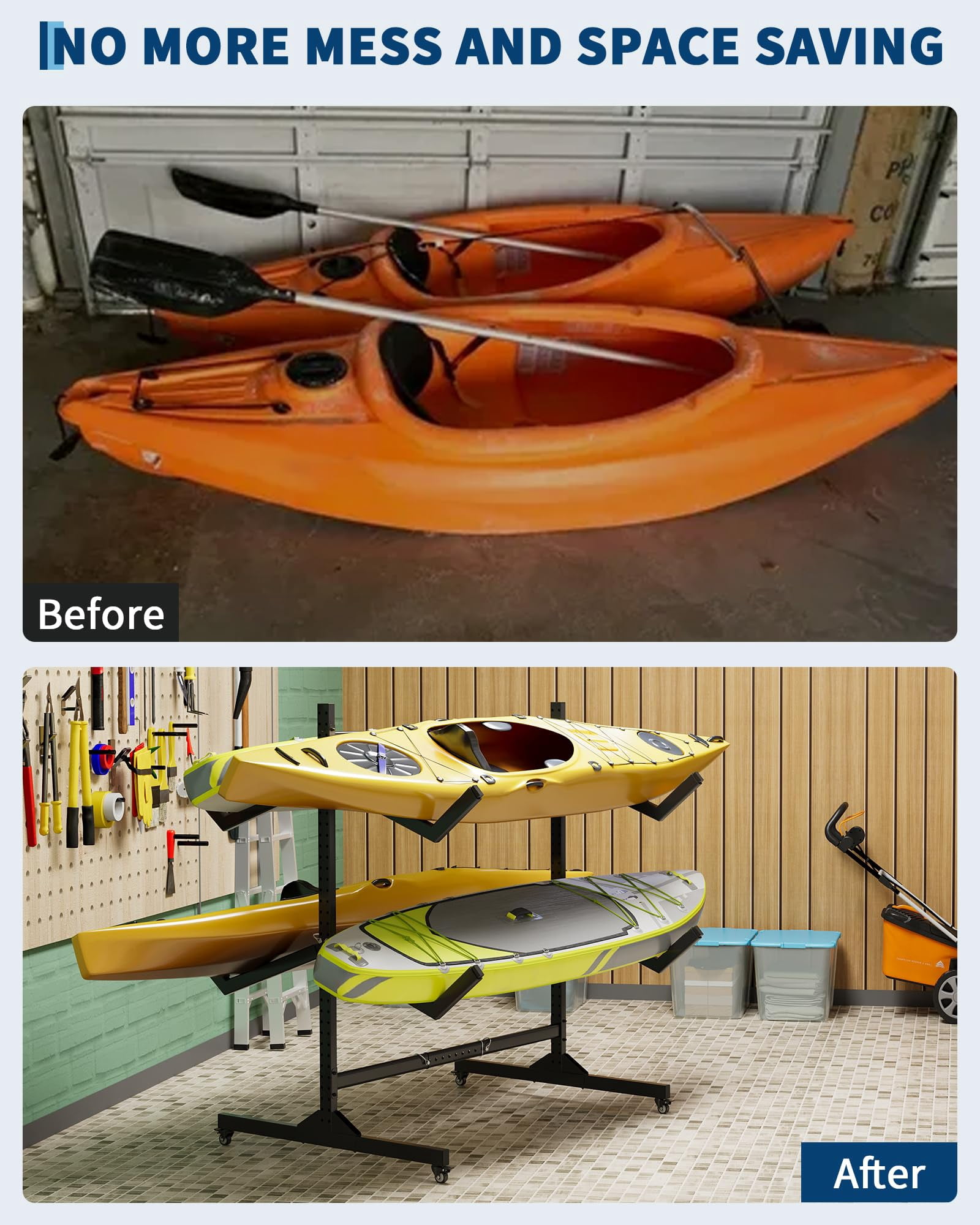 Accreate Freestanding Kayak Storage Rack, Heavy Duty Kayak Racks for Garage and Outdoor Storage, Storage Rack for Kayak, Canoe, Surfboard & Paddleboard