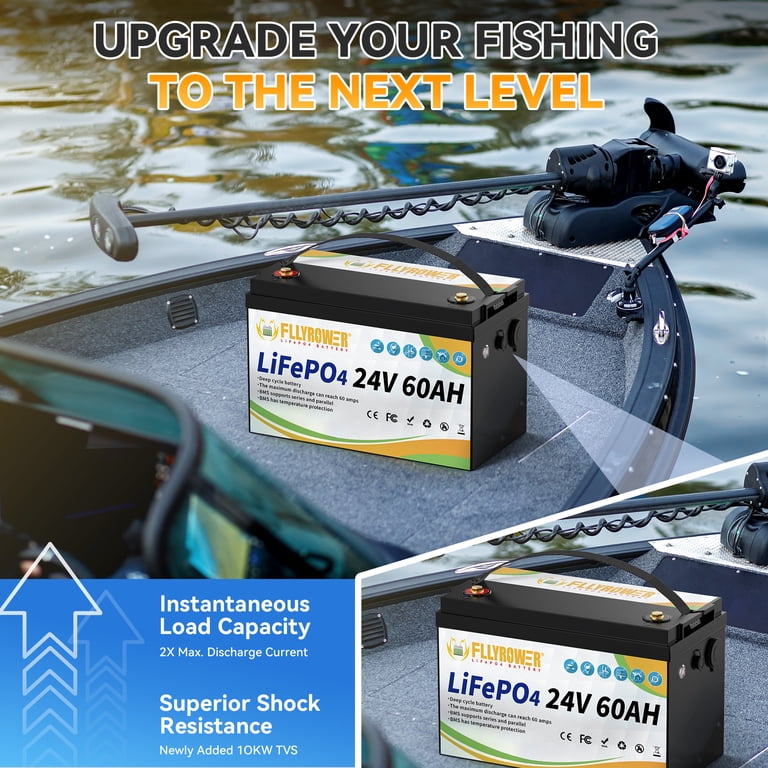 24V 60Ah LiFePO4 Battery with Charger,Lithium Batteries for RV