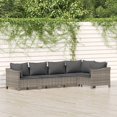 thumbnail image 1 of vidaXL 5 Piece Garden Lounge Set with Cushions Grey Poly Rattan, 1 of 5