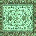 thumbnail image 1 of Ahgly Company Machine Washable Indoor Square Abstract Turquoise Blue Modern Area Rugs, 5' Square, 1 of 4