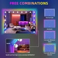 thumbnail image 3 of FENCHILIN RGB LED Vanity Mirror with Front Light and RGB Backlit Lighted Hollywood Makeup Mirror with 18 Dimmable Bulbs Smart Touch for Bedroom (32"x23") White, 3 of 7