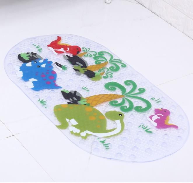 Cute Oval Cartoon PVC Bathroom Nonslip Mat, Small Vacuum Suction Cup