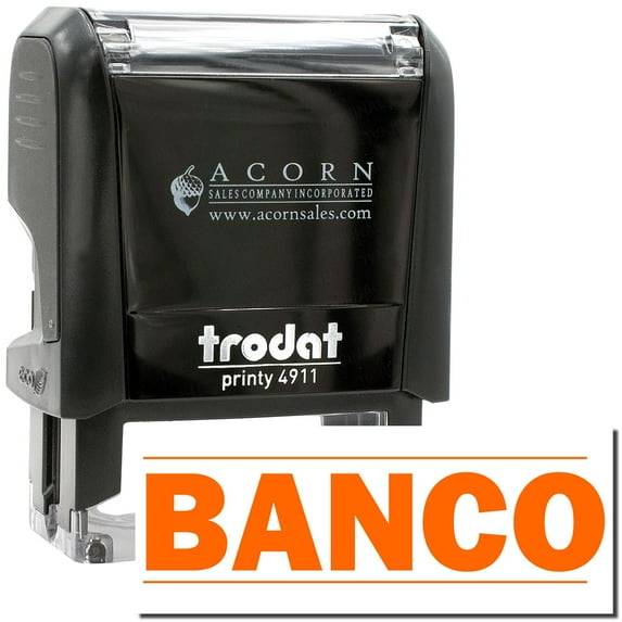 Self-Inking Bold Banco Stamp, Trodat Printy 4911, Press and Print Stamping, Impression Size 5/8" x 1-1/2", Up to 10,000 Impressions - Orange Ink