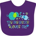 thumbnail image 3 of Inktastic My Big Sister Loves Me Cute Elephants Boys or Girls Baby Bib, 3 of 4