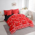 thumbnail image 3 of Homewish Retro Flower Paisley 7 Pieces Bedding Comforter Set,Boho Bohemain Style Full Bedding Set,Red White Fitted Sheet Flat Sheet For Men Women,Microfiber Bedroom Decor Reversible, 3 of 8