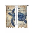 thumbnail image 2 of Sheer Curtains 63 Inches Long, Blue Sea Turtle Light Filtering Window Curtains for Living Room/Bedroom, Vintage Coastal Sheet Music Rod Pocket Voile Sheer Curtain Drapes, 52"W x 63"L, 2 Panels, 2 of 8