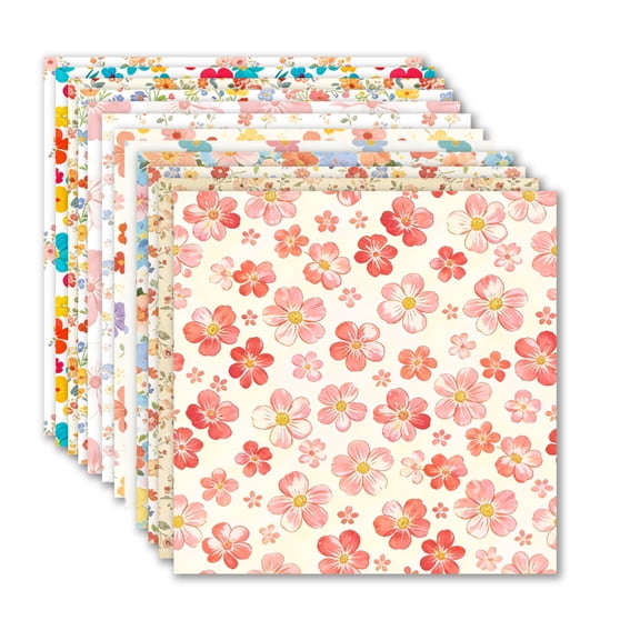 24 Sheets Vintage Floral Texture Craft Paper, 6x6 Inches, Single-Sided Retro Pattern Paper for DIY Scrapbooking, Handmade Cutting, Decoration, Origami, Journaling Supplies