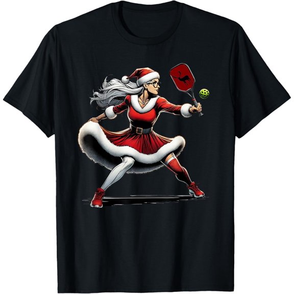 Mrs. Claus Pickleball Player for Christmas Santa that Dinks Adult T-Shirt